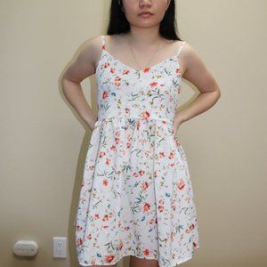 White Floral Spaghetti Strap Dress
